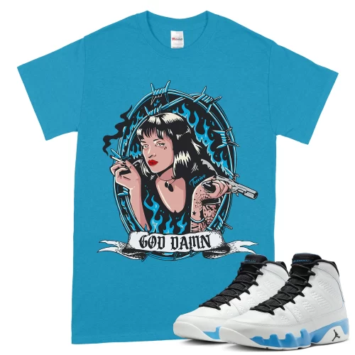 TeeVivo T-Shirt Match Air Jordan 9 Retro Powder Blue God Daaamn – Air Jordan 9 Shirt, AJ9 Shirt