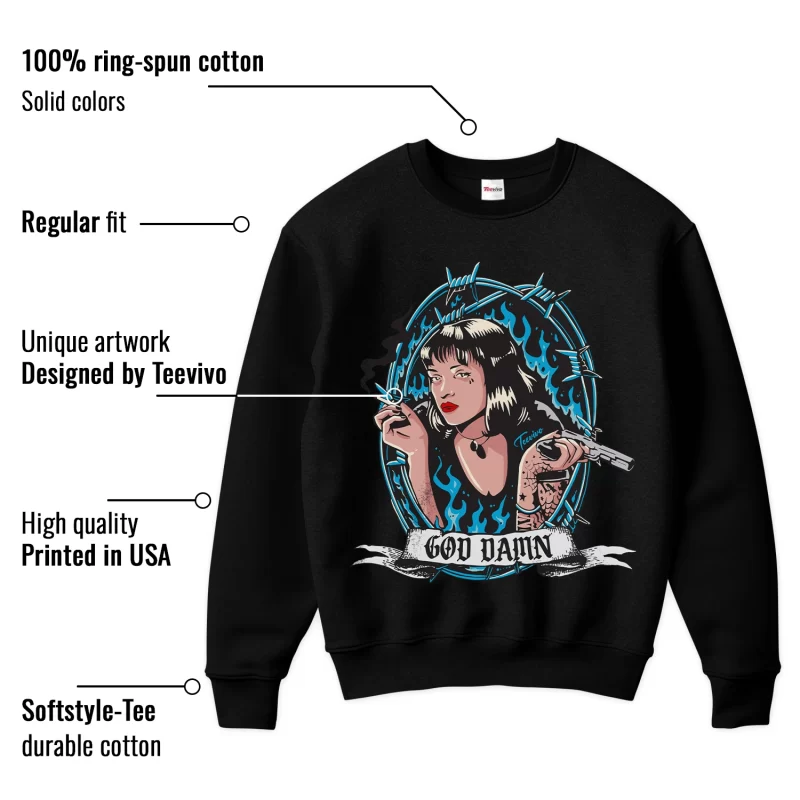 TeeVivo Sweatshirt Match Air Jordan 9 Retro Powder Blue God Daaamn – Air Jordan 9 Sweatshirt, AJ9 Sweatshirt