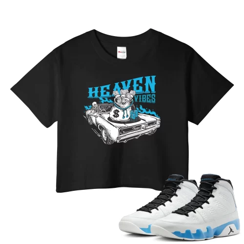 TeeVivo Crop Top Match Air Jordan 9 Retro Powder Blue Heaven vibes – Air Jordan 9 Crop Top, AJ9 Crop Top