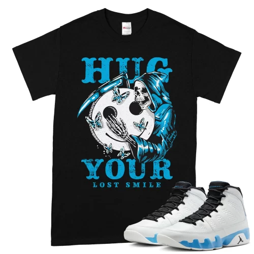 TeeVivo T-Shirt Match Air Jordan 9 Retro Powder Blue Hug your lost smile – Air Jordan 9 Shirt, AJ9 Shirt
