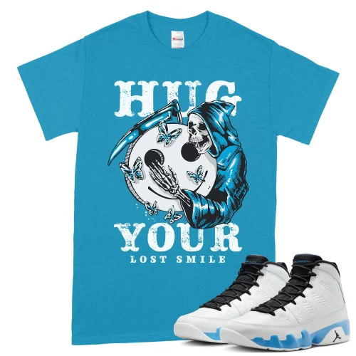 TeeVivo T-Shirt Match Air Jordan 9 Retro Powder Blue Hug your lost smile – Air Jordan 9 Shirt, AJ9 Shirt