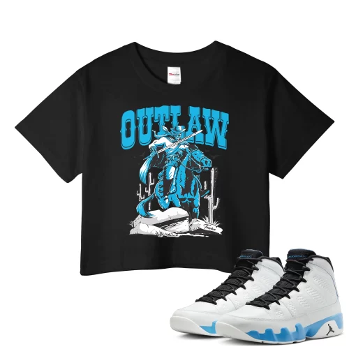 TeeVivo Crop Top Match Air Jordan 9 Retro Powder Blue Outlaw – Air Jordan 9 Crop Top, AJ9 Crop Top