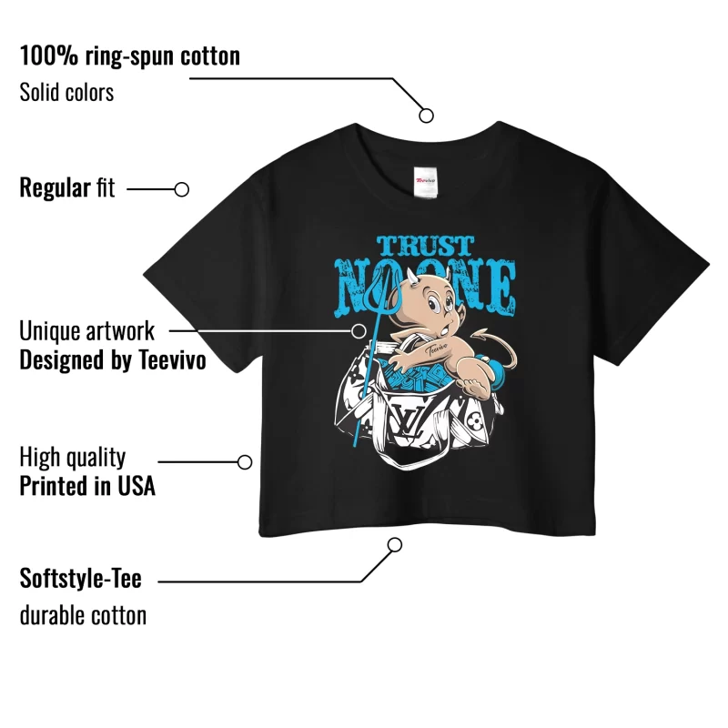 TeeVivo Crop Top Match Air Jordan 9 Retro Powder Blue Trust no one – Air Jordan 9 Crop Top, AJ9 Crop Top