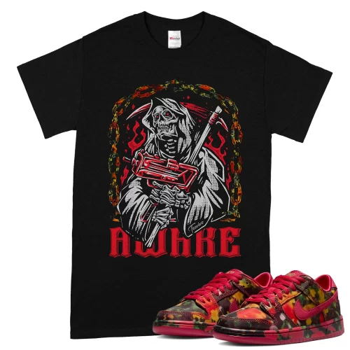 TeeVivo Nike SB Dunk Low The Wizard of Oz Poppy Field T-Shirt Match Awake Graphic FZ1291-600