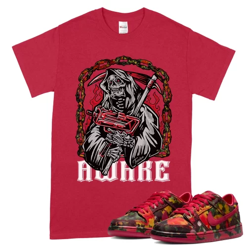 TeeVivo Nike SB Dunk Low The Wizard of Oz Poppy Field T-Shirt Match Awake Graphic FZ1291-600