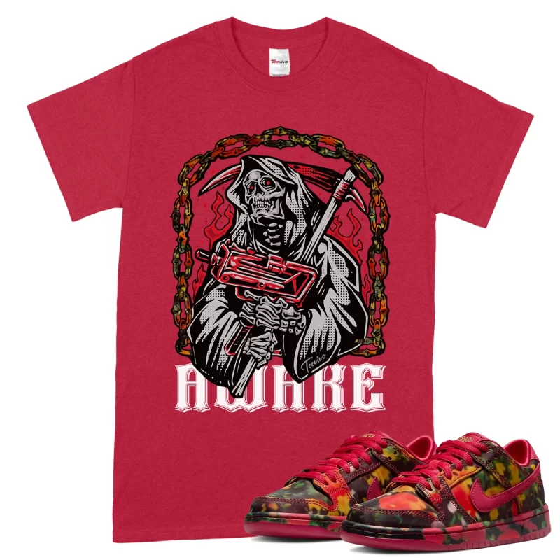 TeeVivo Nike SB Dunk Low The Wizard of Oz Poppy Field T-Shirt Match Awake Graphic FZ1291-600