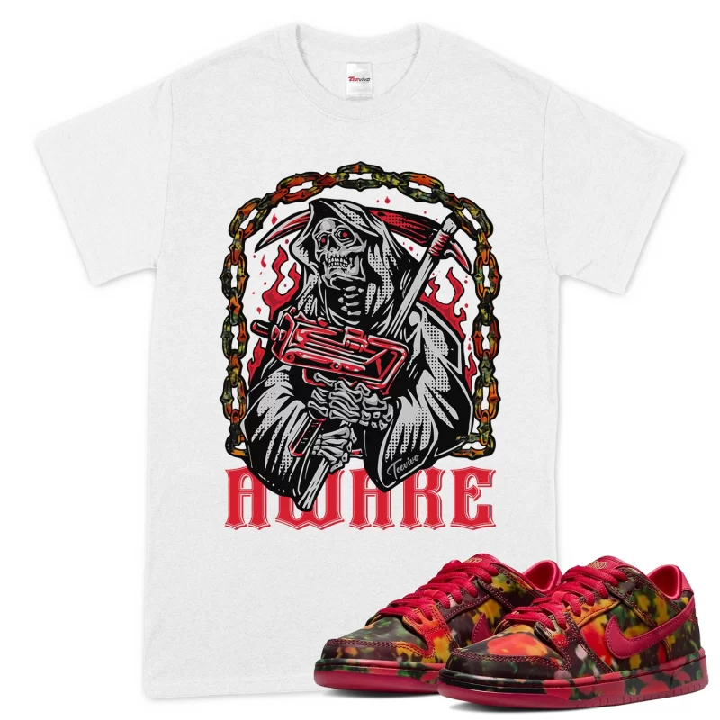 TeeVivo Nike SB Dunk Low The Wizard of Oz Poppy Field T-Shirt Match Awake Graphic FZ1291-600