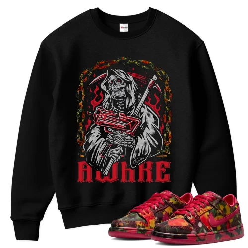 TeeVivo Nike SB Dunk Low The Wizard of Oz Poppy Field Sweatshirt Match Awake Graphic FZ1291-600