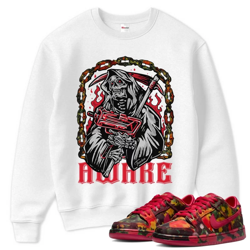 TeeVivo Nike SB Dunk Low The Wizard of Oz Poppy Field Sweatshirt Match Awake Graphic FZ1291-600