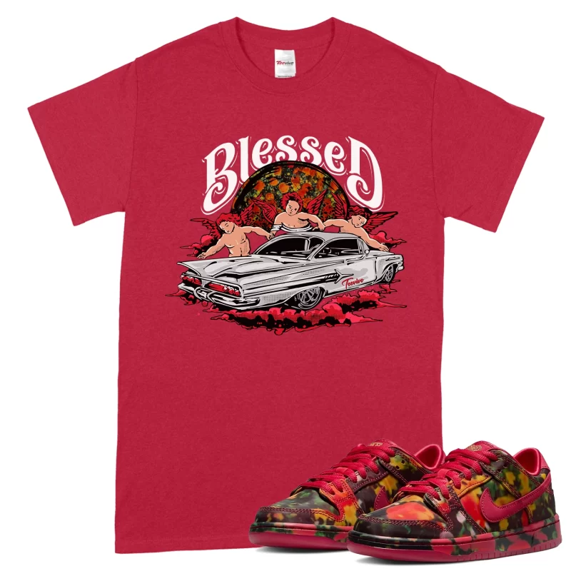 TeeVivo Nike SB Dunk Low The Wizard of Oz Poppy Field T-Shirt Match Blessed Graphic FZ1291-600