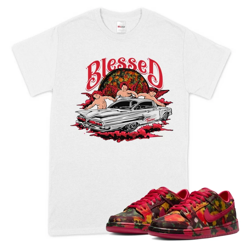 TeeVivo Nike SB Dunk Low The Wizard of Oz Poppy Field T-Shirt Match Blessed Graphic FZ1291-600
