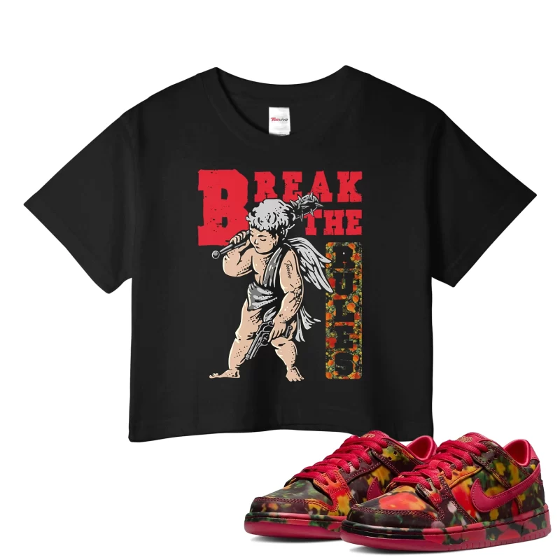 TeeVivo Nike SB Dunk Low The Wizard of Oz Poppy Field Crop Top Match Break the rules Graphic FZ1291-600