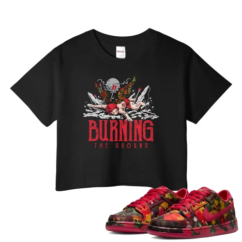 TeeVivo Nike SB Dunk Low The Wizard of Oz Poppy Field Crop Top Match Burning the ground Graphic FZ1291-600