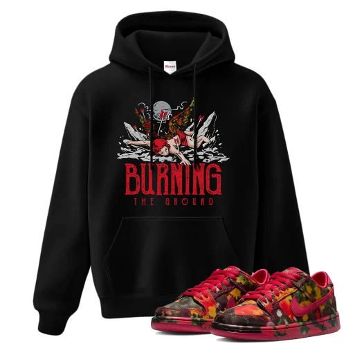 TeeVivo Nike SB Dunk Low The Wizard of Oz Poppy Field Hoodie Match Burning the ground Graphic FZ1291-600