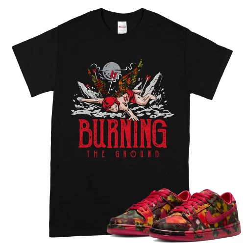 TeeVivo Nike SB Dunk Low The Wizard of Oz Poppy Field T-Shirt Match Burning the ground Graphic FZ1291-600