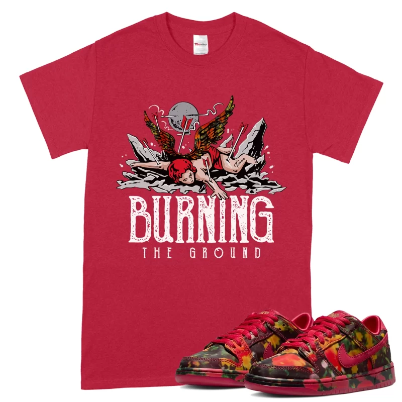 TeeVivo Nike SB Dunk Low The Wizard of Oz Poppy Field T-Shirt Match Burning the ground Graphic FZ1291-600