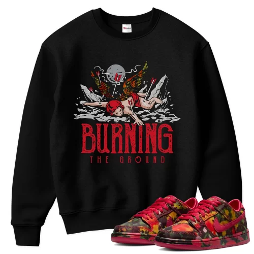 TeeVivo Nike SB Dunk Low The Wizard of Oz Poppy Field Sweatshirt Match Burning the ground Graphic FZ1291-600