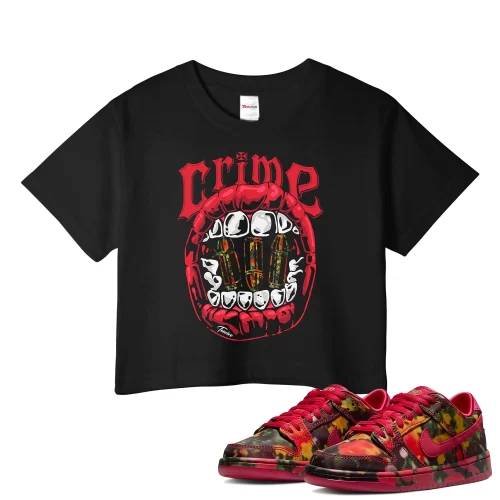 TeeVivo Nike SB Dunk Low The Wizard of Oz Poppy Field Crop Top Match Crime Graphic FZ1291-600