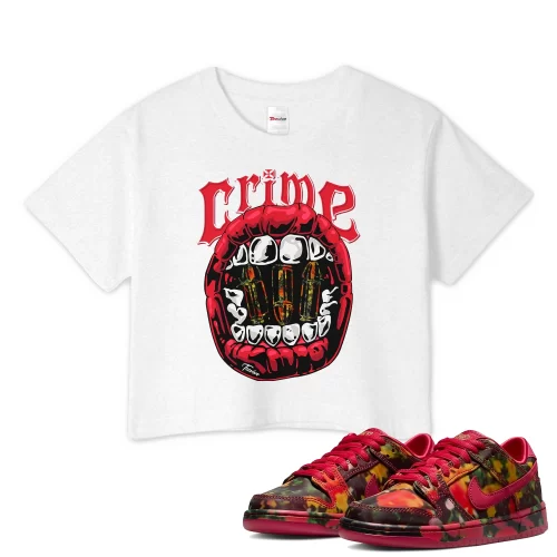 TeeVivo Nike SB Dunk Low The Wizard of Oz Poppy Field Crop Top Match Crime Graphic FZ1291-600