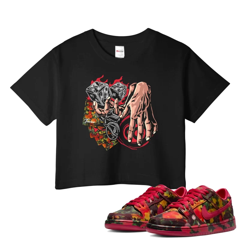 TeeVivo Nike SB Dunk Low The Wizard of Oz Poppy Field Crop Top Match Gambling Graphic FZ1291-600