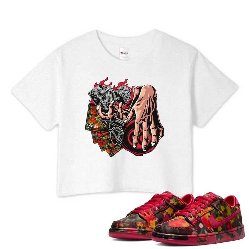 TeeVivo Nike SB Dunk Low The Wizard of Oz Poppy Field Crop Top Match Gambling Graphic FZ1291-600