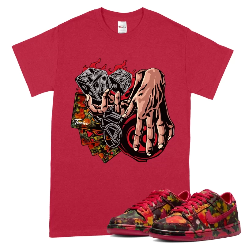 TeeVivo Nike SB Dunk Low The Wizard of Oz Poppy Field T-Shirt Match Gambling Graphic FZ1291-600