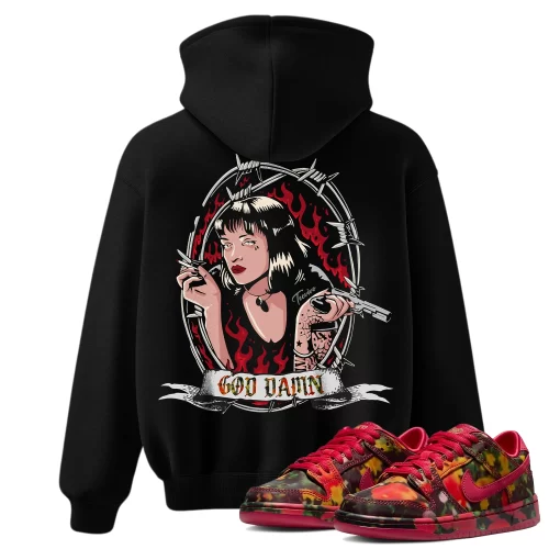 TeeVivo Nike SB Dunk Low The Wizard of Oz Poppy Field Hoodie Match God Daaamn Graphic FZ1291-600