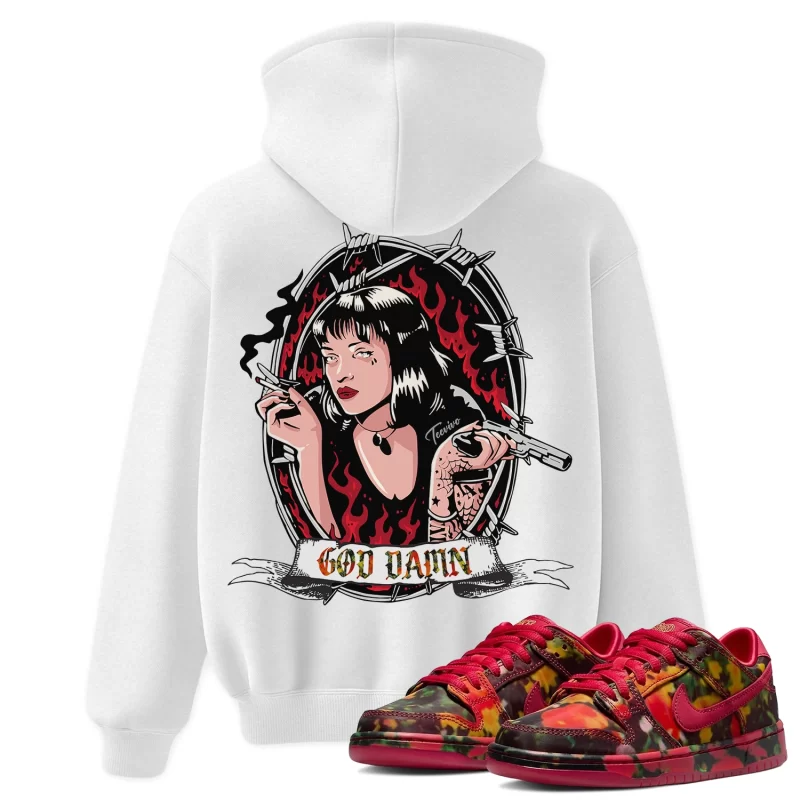 TeeVivo Nike SB Dunk Low The Wizard of Oz Poppy Field Hoodie Match God Daaamn Graphic FZ1291-600
