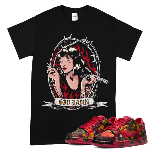 TeeVivo Nike SB Dunk Low The Wizard of Oz Poppy Field T-Shirt Match God Daaamn Graphic FZ1291-600