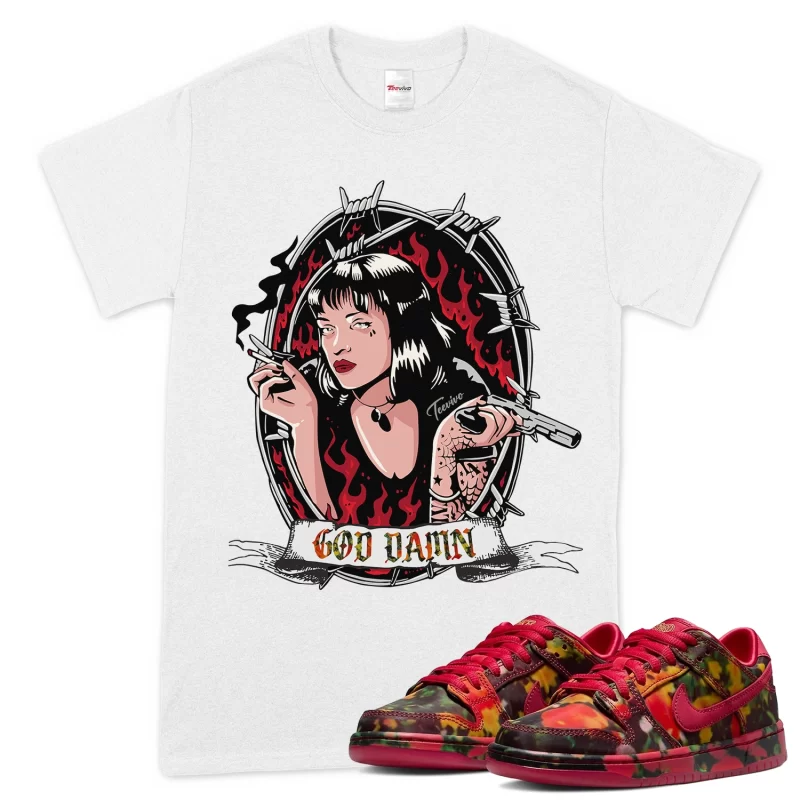 TeeVivo Nike SB Dunk Low The Wizard of Oz Poppy Field T-Shirt Match God Daaamn Graphic FZ1291-600