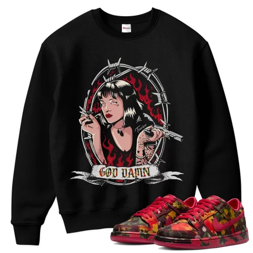 TeeVivo Nike SB Dunk Low The Wizard of Oz Poppy Field Sweatshirt Match God Daaamn Graphic FZ1291-600