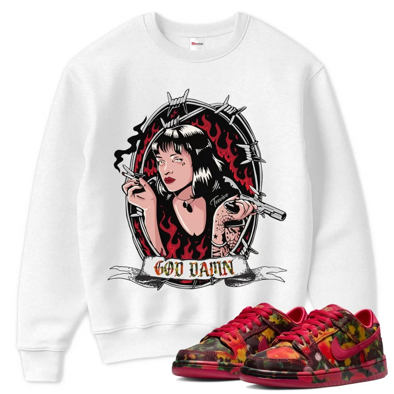 TeeVivo Nike SB Dunk Low The Wizard of Oz Poppy Field Sweatshirt Match God Daaamn Graphic FZ1291-600