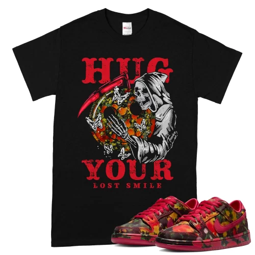 TeeVivo Nike SB Dunk Low The Wizard of Oz Poppy Field T-Shirt Match Hug your lost smile Graphic FZ1291-600