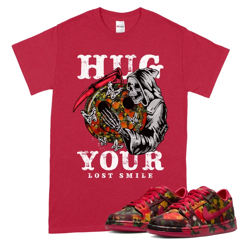 TeeVivo Nike SB Dunk Low The Wizard of Oz Poppy Field T-Shirt Match Hug your lost smile Graphic FZ1291-600