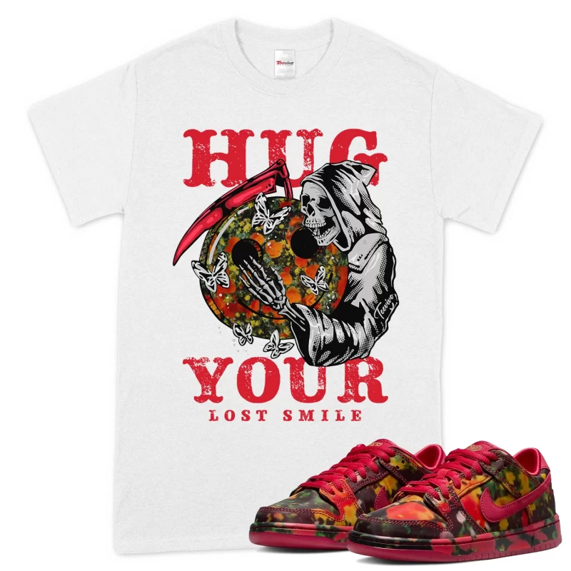 TeeVivo Nike SB Dunk Low The Wizard of Oz Poppy Field T-Shirt Match Hug your lost smile Graphic FZ1291-600