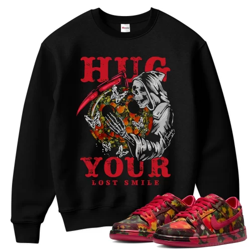 TeeVivo Nike SB Dunk Low The Wizard of Oz Poppy Field Sweatshirt Match Hug your lost smile Graphic FZ1291-600