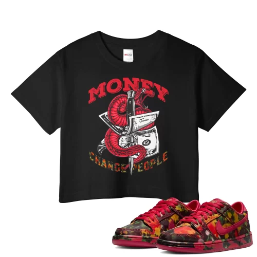 TeeVivo Nike SB Dunk Low The Wizard of Oz Poppy Field Crop Top Match Money change people Graphic FZ1291-600