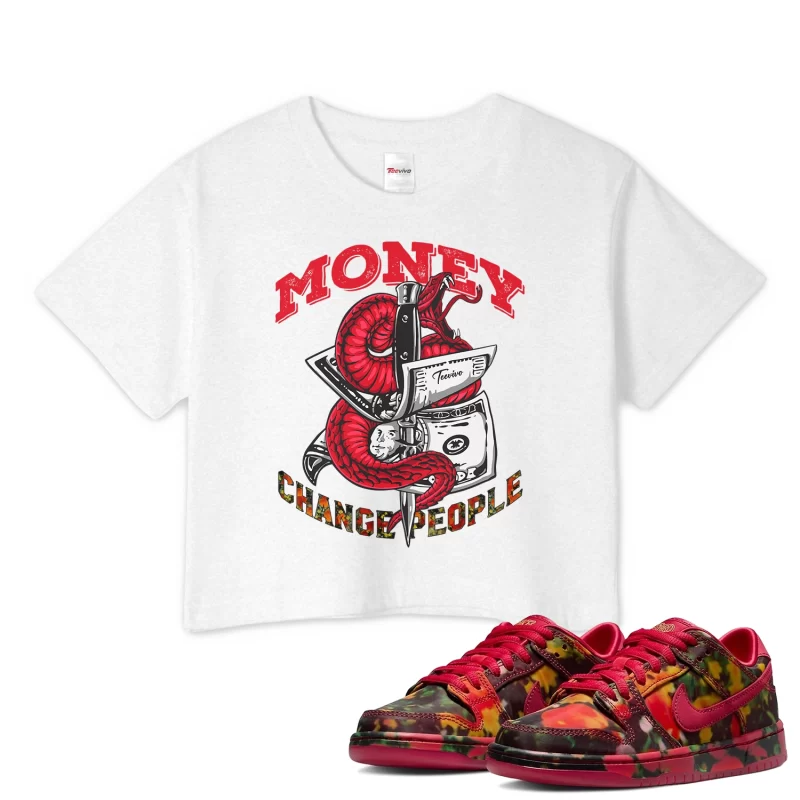 TeeVivo Nike SB Dunk Low The Wizard of Oz Poppy Field Crop Top Match Money change people Graphic FZ1291-600