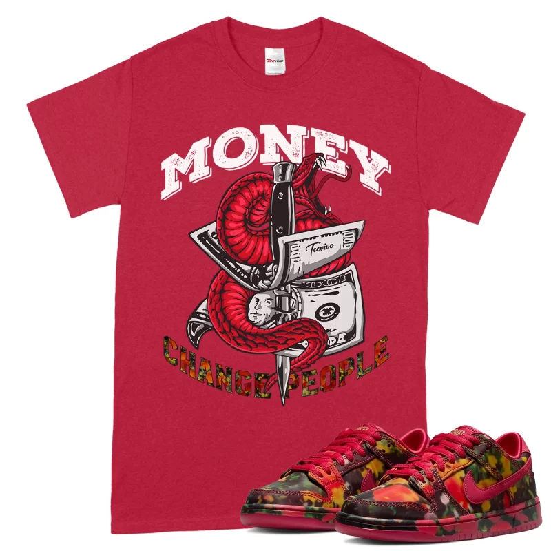 TeeVivo Nike SB Dunk Low The Wizard of Oz Poppy Field T-Shirt Match Money change people Graphic FZ1291-600