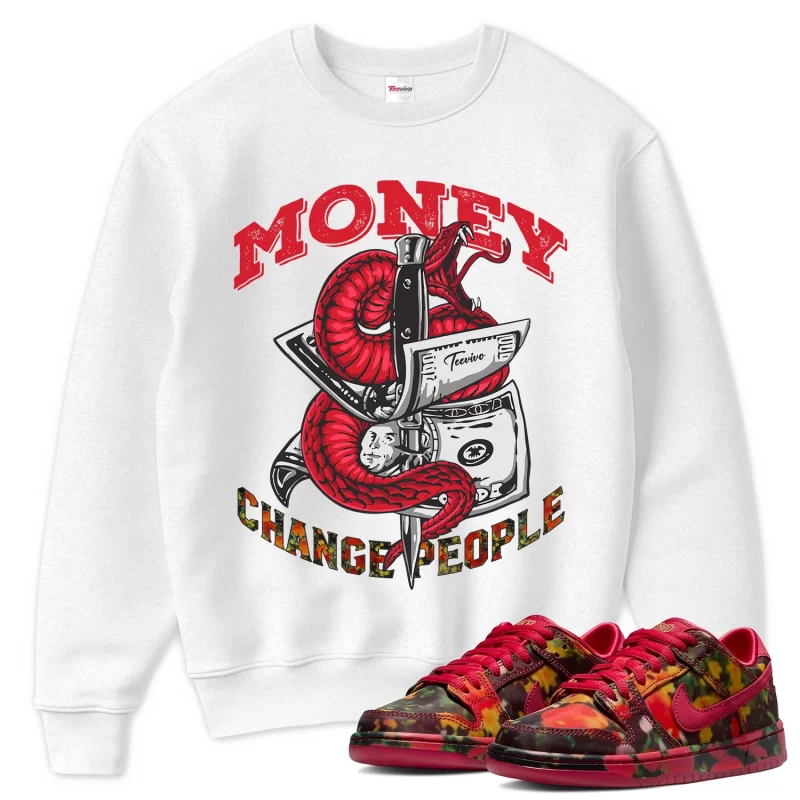 TeeVivo Nike SB Dunk Low The Wizard of Oz Poppy Field Sweatshirt Match Money change people Graphic FZ1291-600