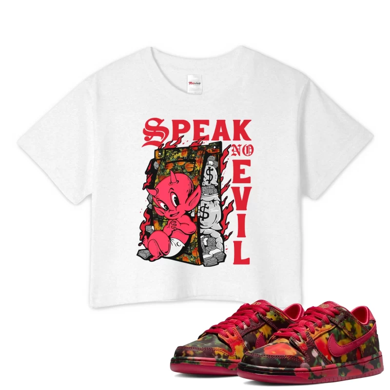 TeeVivo Nike SB Dunk Low The Wizard of Oz Poppy Field Crop Top Match Speak no evil Graphic FZ1291-600