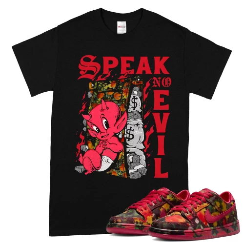 TeeVivo Nike SB Dunk Low The Wizard of Oz Poppy Field T-Shirt Match Speak no evil Graphic FZ1291-600