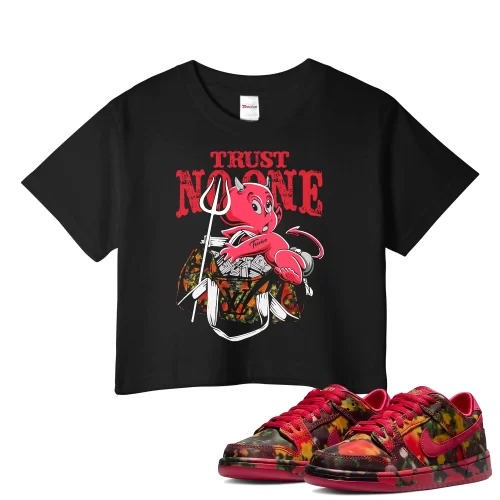 TeeVivo Nike SB Dunk Low The Wizard of Oz Poppy Field Crop Top Match Trust no one Graphic FZ1291-600