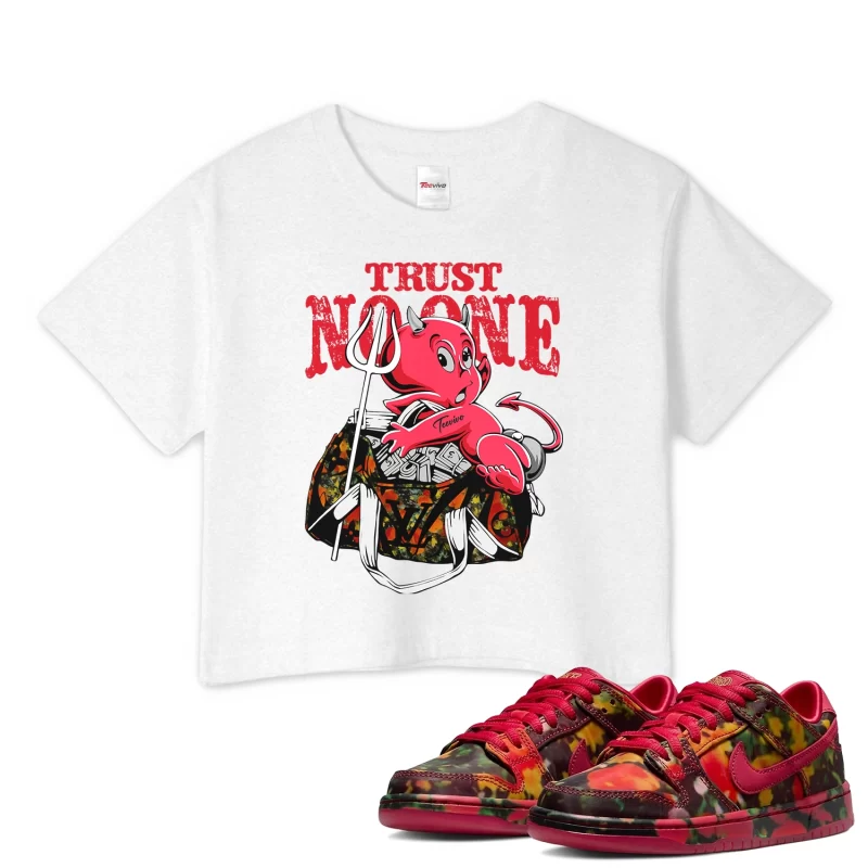 TeeVivo Nike SB Dunk Low The Wizard of Oz Poppy Field Crop Top Match Trust no one Graphic FZ1291-600