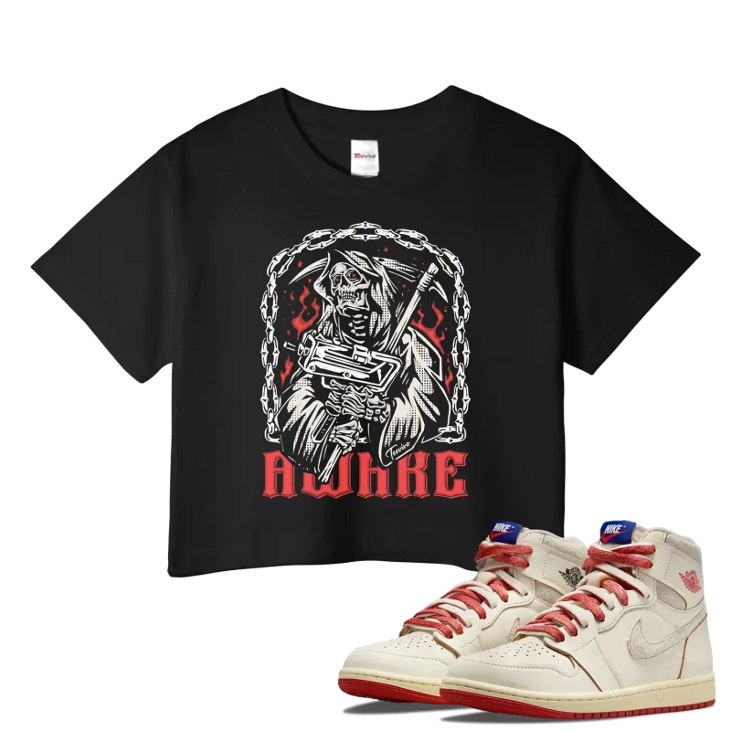 TeeVivo Jordan 1 High Rare Air Cinnabar Crop Top, Awake Crop Top, High Rare Air Cinnabar 1s Crop Top, Jordan 1 Outfit