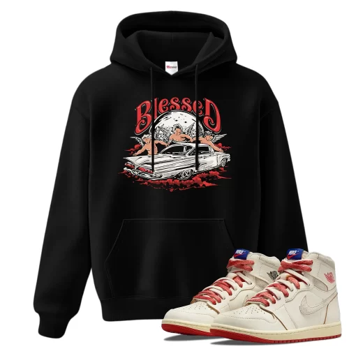 TeeVivo Jordan 1 High Rare Air Cinnabar Hoodie, Blessed Hoodie, High Rare Air Cinnabar 1s Hoodie, Jordan 1 Outfit