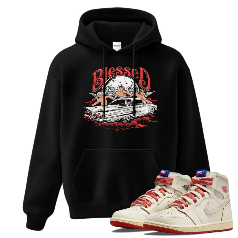 TeeVivo Jordan 1 High Rare Air Cinnabar Hoodie, Blessed Hoodie, High Rare Air Cinnabar 1s Hoodie, Jordan 1 Outfit