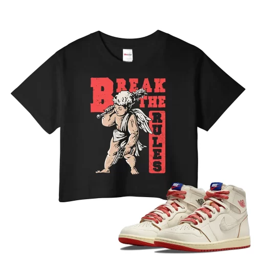 TeeVivo Jordan 1 High Rare Air Cinnabar Crop Top, Break the rules Crop Top, High Rare Air Cinnabar 1s Crop Top, Jordan 1 Outfit