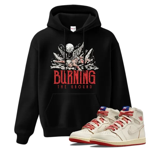 TeeVivo Jordan 1 High Rare Air Cinnabar Hoodie, Burning the ground Hoodie, High Rare Air Cinnabar 1s Hoodie, Jordan 1 Outfit