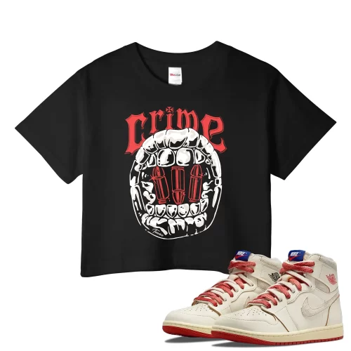 TeeVivo Jordan 1 High Rare Air Cinnabar Crop Top, Crime Crop Top, High Rare Air Cinnabar 1s Crop Top, Jordan 1 Outfit